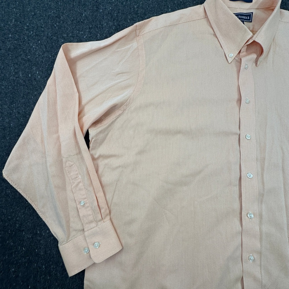 Paul Fredrick Dress Shirt Mens 19-37 Peach Pinpoint Oxford Button Down Cotton - Picture 8 of 11